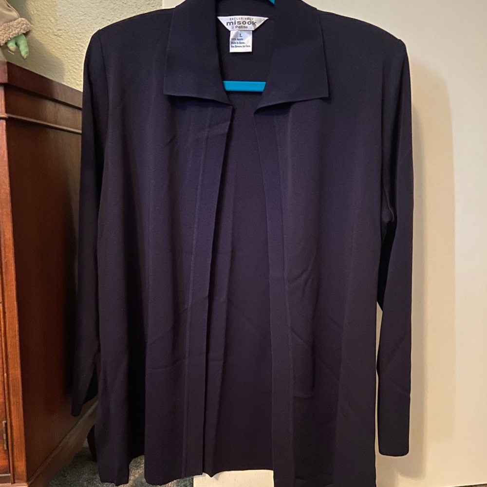 Misook Petite Navy Open Cardigan Jacket L